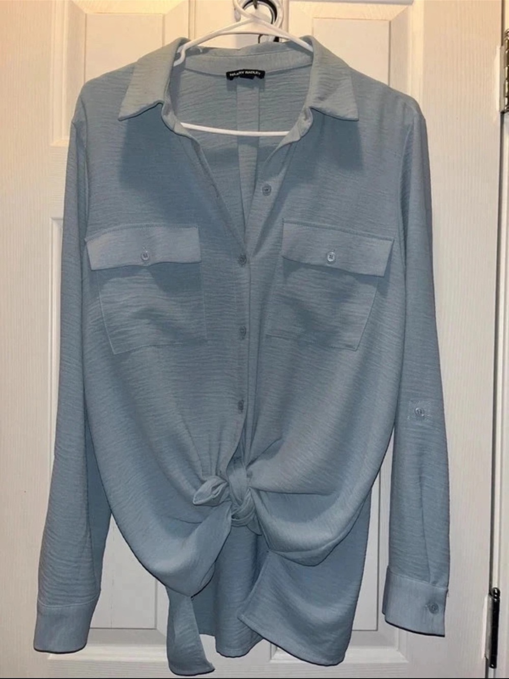 Hilary Radley Light Blue Button-Up Blouse